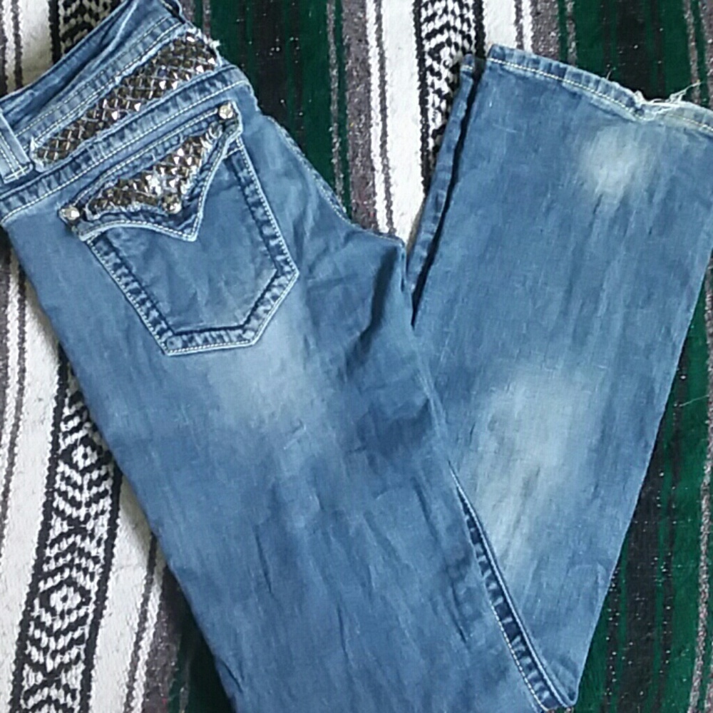 Miss Me stud and sequin bootcut jeans